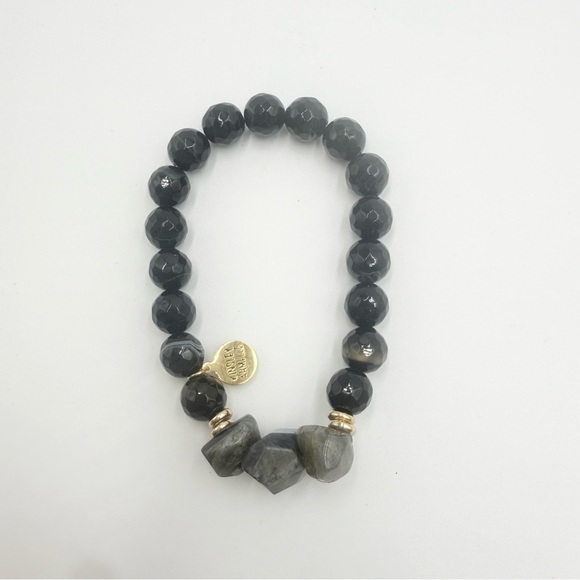 Kinsley Armelle BLACK OBSIDIAN and LABRADORITE COAL BRACELET - Picture 6 of 7